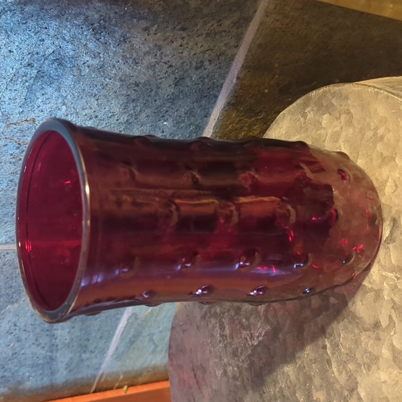 Vintage Hoosier Glass , Red Bubble Vase - Picture 4 of 4